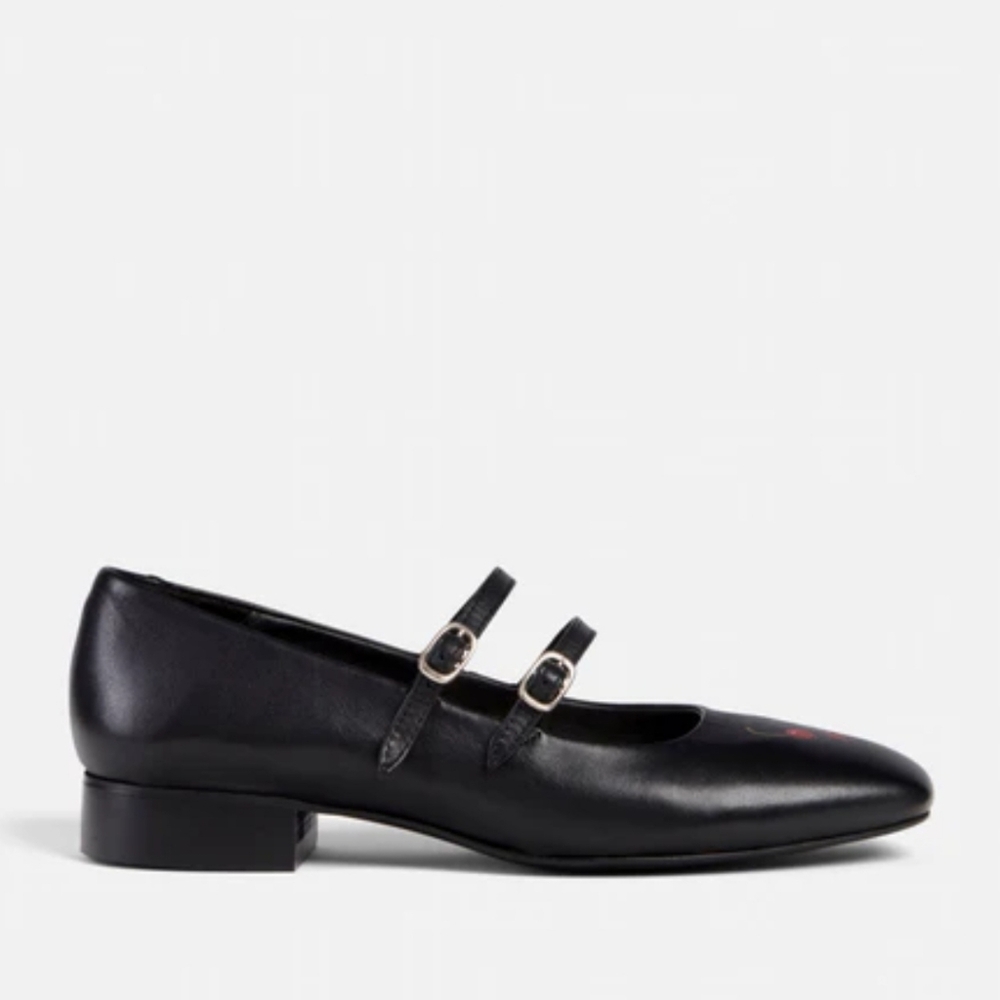 Duke + Dexter Anthropologie Nwob Ruby Cherry Black Mary Jane Shoes Sz 5 Uk 7 Us — image 4 of 8